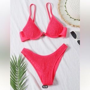 Pink High Cut Bikini Set